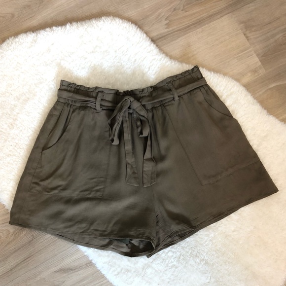 Pants - Olive Green, High Waisted Shorts